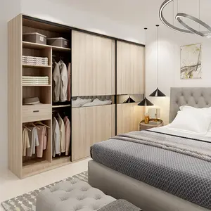 Kunden spezifische Schiebe-Schränke mit Schiebetüren, moderne Schlafzimmer-Möbel, Spiegel-Holz begehbarer Schrank für Kleidung