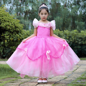 open lace back dress Belle pink dress beauty and the beast – MJcostume main image 0