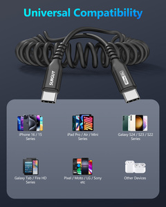 Câble de charge rapide SUNGUY USB C 60W 1,5 m, câble de données rétractable en aluminium pour téléphone, ordinateur portable, batterie externe, voiture - Product Image 4