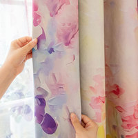 Rideau filtrant la lumière en polyester à imprimé floral multicolore style américain pour salon et chambre à coucher