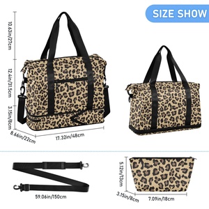 Large Capacity Custom Leopard Sport <b>Training</b> Yoga Travel <b>Bag</b> Weekend Shoulder Tote Gym <b>Bag</b> with Expandable Shoes Compartment - Product Image 3