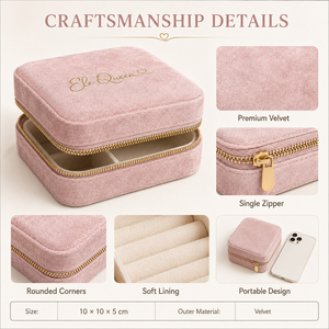 Premium Square Velvet Jewelry <b>Storage</b> Case with Zipper Closure and Soft Lining for Jewelry Organization and gift store retail - Product Image 4