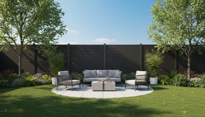 Valla Impermeable <span class=keywords><strong>de</strong></span> WPC con Marco <span class=keywords><strong>de</strong></span> Aluminio, Tratamiento Térmico, Modelado 3D Incluido, Decoración <span class=keywords><strong>de</strong></span> Pared <span class=keywords><strong>Exterior</strong></span>, Puerta Individual - Product Image 4