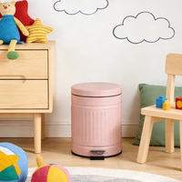 Poubelle ronde à pédale en acier inoxydable gaufré de 5 L avec ensemble de brosse de toilette