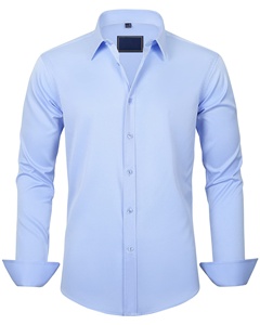 Abbigliamento uomo elasticizzato a maniche lunghe comodo tessuto traspirante personalizzato Business tempo libero ufficio camicie tinta unita - Product Image 1