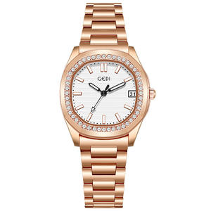 Nuevo reloj de mujer elegante con diamantes, calendario, acero inoxidable, resistente al agua, reloj de cuarzo. - Product Image 3
