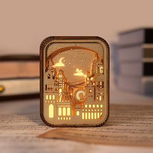 Lámpara de Madera Tallada con Diseño de <span class=keywords><strong>Castillo</strong></span>, Unicornio y Gato, Caja de Madera Personalizada, Luz Nocturna LED, Lámpara de Escritorio, Decoración para el Hogar, Regalo de Lujo - Product Image 4