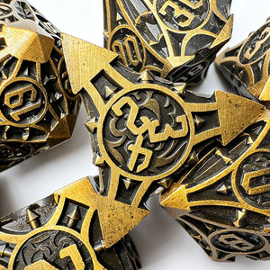 Ensemble de dés en métal vintage ajourés et gravés, 7 pièces, dés polyédriques bicolores vieillis pour DND, collection de jeux de table et cadeau - Product Image 6