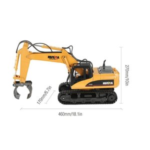 Excavatrice RC HUINA 1570 1/14 2.4G 16CH, grappin à bois en métal, camion chenille d'ingénierie, <span class=keywords><strong>jouet</strong></span> RTR, véhicule de construction - Product Image 4