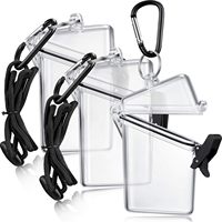 Étui porte-badge d'identification étanche en plastique transparent vertical avec cordon, mousqueton et porte-clés