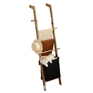 Perchero de madera con forma de escalera de 5 niveles, multiusos, para la sala de estar, con espacio para exhibir mantas y bufandas. - Product Image 5