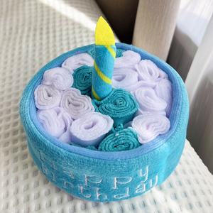 Fournitures de fête d'anniversaire pour chien en gros, formes de gâteaux et de cupcakes d'anniversaire, jouets en peluche doux de haute qualité pour chien, jeux de <span class=keywords><strong>cache</strong></span>-<span class=keywords><strong>cache</strong></span> - Product Image 4