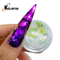 Kolortek Premium Aurora Nail Art Flakes, paillettes lumineuses à changement de couleur pour la décoration des ongles en gel noir