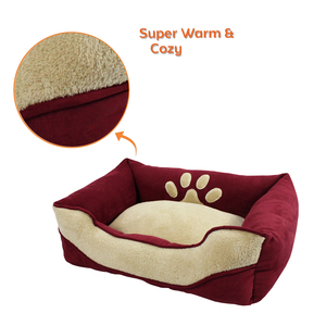 Mittelgroßes Luxus-Rechteck-Haustier bett Wildleder-Plüsch kissen mit massivem wärmendem Samt-Leinen-Modestil Katzen-und Hunde karton bett - Product Image 3