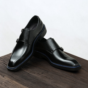 Chaussures habillées pour hommes en cuir véritable à boucle, bout pointu, pour le bureau et la carrière, toutes saisons, semelle extérieure en caoutchouc - Product Image 4