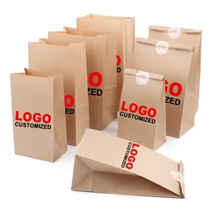 Greaseproof Disposable Customized Logo Size Food Grade Packaging Paper Sandwich Bread Dessrt Baking Bag Without Handle Kraft