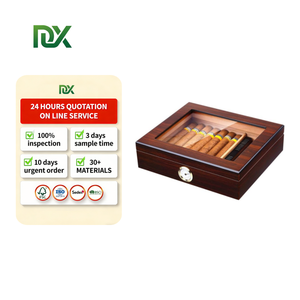 Humidor para Cigarros <span class=keywords><strong>de</strong></span> Lujo con Tapa <span class=keywords><strong>de</strong></span> Vidrio Templado, Exhibición Personalizada, Humidor <span class=keywords><strong>de</strong></span> Madera para Cigarros y Tabaco con Higrómetro - Product Image 1