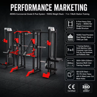 Rack de musculation multifonctionnel en acier inoxydable à huit colonnes, machine Smith, demi-rack, pile de poids à 2 broches de 75 kg, pour entraînement des jambes