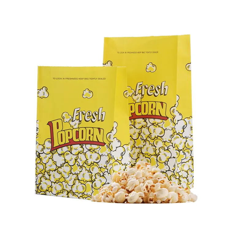 Preço por atacado personalizado impressão bolsas de papel selável greaseproof papel sacos sacola papel embalagem lanche bolsa Popcorn Bag