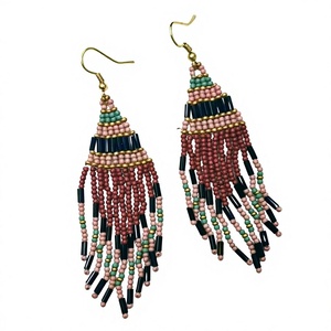 Bohemian Star Shaped Multicolor Seed Beads Lead Cadmium & AZO Free Fringe <b>Earrings</b> for Women's Parties or Gifts - Product Image 4