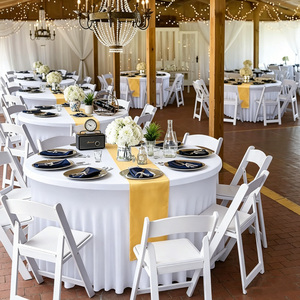 Nouvelle Tendance Housse de <span class=keywords><strong>Table</strong></span> Ronde <span class=keywords><strong>Extensible</strong></span> Épaisse Anti-Poussière en Polyester Couleur Unie pour Fêtes et Banquets - Product Image 1