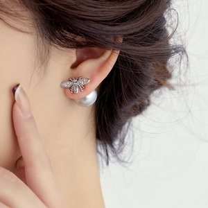 Boucles d'oreilles clous en argent tibétain imitation perle 2025, design géométrique de luxe de haute qualité, plaqué or, zircon, bijoux pour femmes - Product Image 2