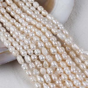 Chaîne de perles de riz d'eau douce naturelles faites à la main à Zhuji, 6-7 mm, perles en vrac pour collier et bracelet DIY, vente en gros de bijoux - Product Image 4