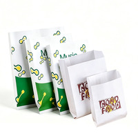 Sacs d'emballage en papier kraft blanc anti-graisse en gros, sacs en papier kraft recyclables à fond pointu pour desserts faits maison
