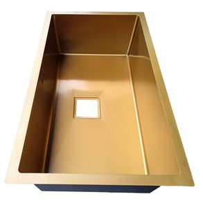 Lavello da <span class=keywords><strong>cucina</strong></span> in acciaio inox 77*44cm fatto a mano sottomontaggio rotondo angolo singolo ciotola PVD Color oro 3mm moderno spazzolato <span class=keywords><strong>vasca</strong></span> da <span class=keywords><strong>cucina</strong></span> - Product Image 3