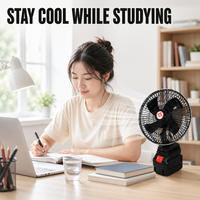 Ventilateur portable rechargeable à batterie lithium-ion 3 vitesses avec inclinaison réglable pour chambre, bureau, dortoir, camping en plein air