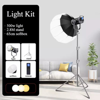 Kit d'éclairage de studio 500W COB avec boîte à lumière 65cm et support en acier 2,8M pour la photographie et le streaming en direct