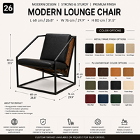 Fauteuil lounge moderne, confortable et rembourré pour salon, chambre, bureau, réception et mobilier contemporain pour la maison