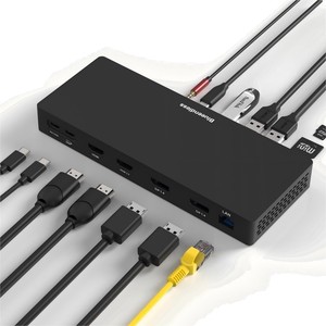 14-In-1 USB C dizüstü yerleştirme istasyonu MST 4 monitör 4K 60Hz HDTV DP USB C Hub adaptörü USB C Dock Ethernet 3.5MM ses jakı - Product Image 1