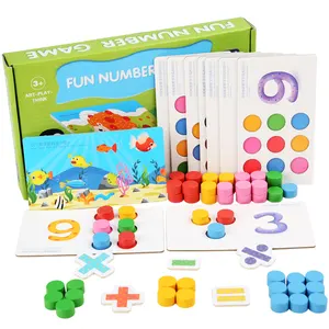 Fun cylindrical number game children's educational aids kids color cognitive mathematical operation training wooden toys