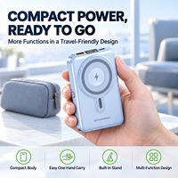 Batterie externe magnétique sans fil 15W avec charge rapide USB-C PD 20W, chargeur de montre connectée, support réglable et affichage numérique de la batterie