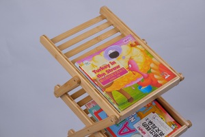 Estante de exhibición de libros plegable de bambú de 5 niveles, soporte para el hogar o la librería, estante de literatura de catálogo de madera para almacenamiento y exposición - Product Image 5