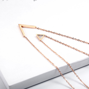 18K Gold Plated <strong>Stainless</strong> <strong>Steel</strong> Rhinestone V-shaped Triangle Women Necklace <strong>Jewellery</strong> - Product Image 3