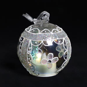 Custom clear 8cm 10cm vetro soffiato a mano personalizzato albero di natale appeso piatto mestiere palline di ornamenti - Product Image 6