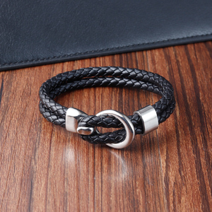 Pulsera <span class=keywords><strong>de</strong></span> cuero genuino trenzado estilo Punk <span class=keywords><strong>vikingo</strong></span> para <span class=keywords><strong>hombre</strong></span>, cierre <span class=keywords><strong>de</strong></span> ancla <span class=keywords><strong>de</strong></span> acero inoxidable 316l, doble capa, bricolaje - Product Image 5
