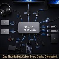 Base de Conexión Guanchen Thunderbolt 5 de 120 Gbps con Triple Pantalla 8K DP, 10 Puertos Gigabit Ethernet, 140 W de Potencia, Ranura TF/SD, Certificación CE/FCC