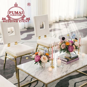 Chaise de mariage de luxe en acier inoxydable avec cadre en velours noir et or - Product Image 2