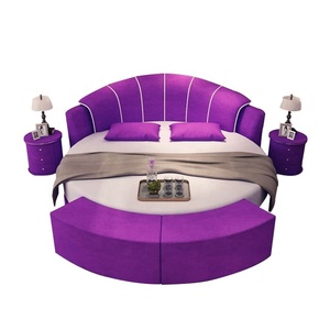 2022 Antieke Licht Luxe Hotel Set Hotel Kamer Ronde Bed Luxe Slaapkamer Meubilair Bed Koning Paars Maat Ronde - Product Image 1