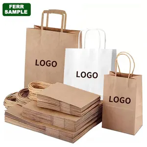 Paper Shopping Bag Packaging Bag White Brown Kraft Paper Bags With Your Own Logo Paper Shopping Bag With Logo Paper Kraft Bag Custom Paper Bags With Handles