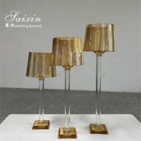 Neue Hochzeit Tisch dekoration Gold Kerzen ständer 3 Stück Set Champagner Kristall Kerzenhalter