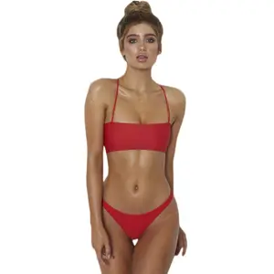 Maillot de bain sexy de couleur unie pour femmes, ensemble deux pièces, avec bretelles croisées, sur la poitrine, nouvelle collection, Europe et états-unis