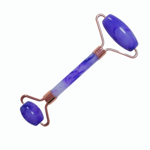 Durable Violet Resin Face Roller with Rose Gold Frame Dual-Sided Crystal <b>Massage</b> Roller for Skincare - Product Image 6
