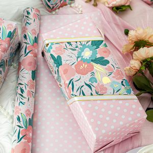 Pink Floral Wrapping <b>Paper</b> 17in x 32.8ft Reversible Gift <b>Wrap</b> For Baby Shower Birthday Valentine's Day Mother's Day - Product Image 3