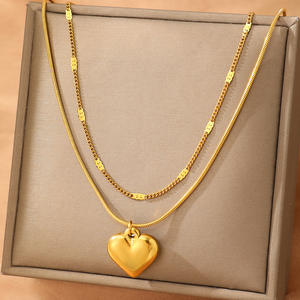 قلادة جديدة ثلاثية الأبعاد لقلب الحب قلادة من طبقات قلادة نسائية أنيقة صغيرة - Product Image 3