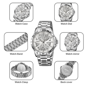 Reloj cronógrafo redondo para hombre, reloj de pulsera de lujo de acero inoxidable, reloj de cuarzo resistente al agua 30M - Product Image 3