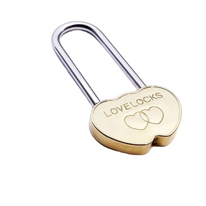 Candado de corazón doble con cerradura de amor de latón macizo - Product Image 1